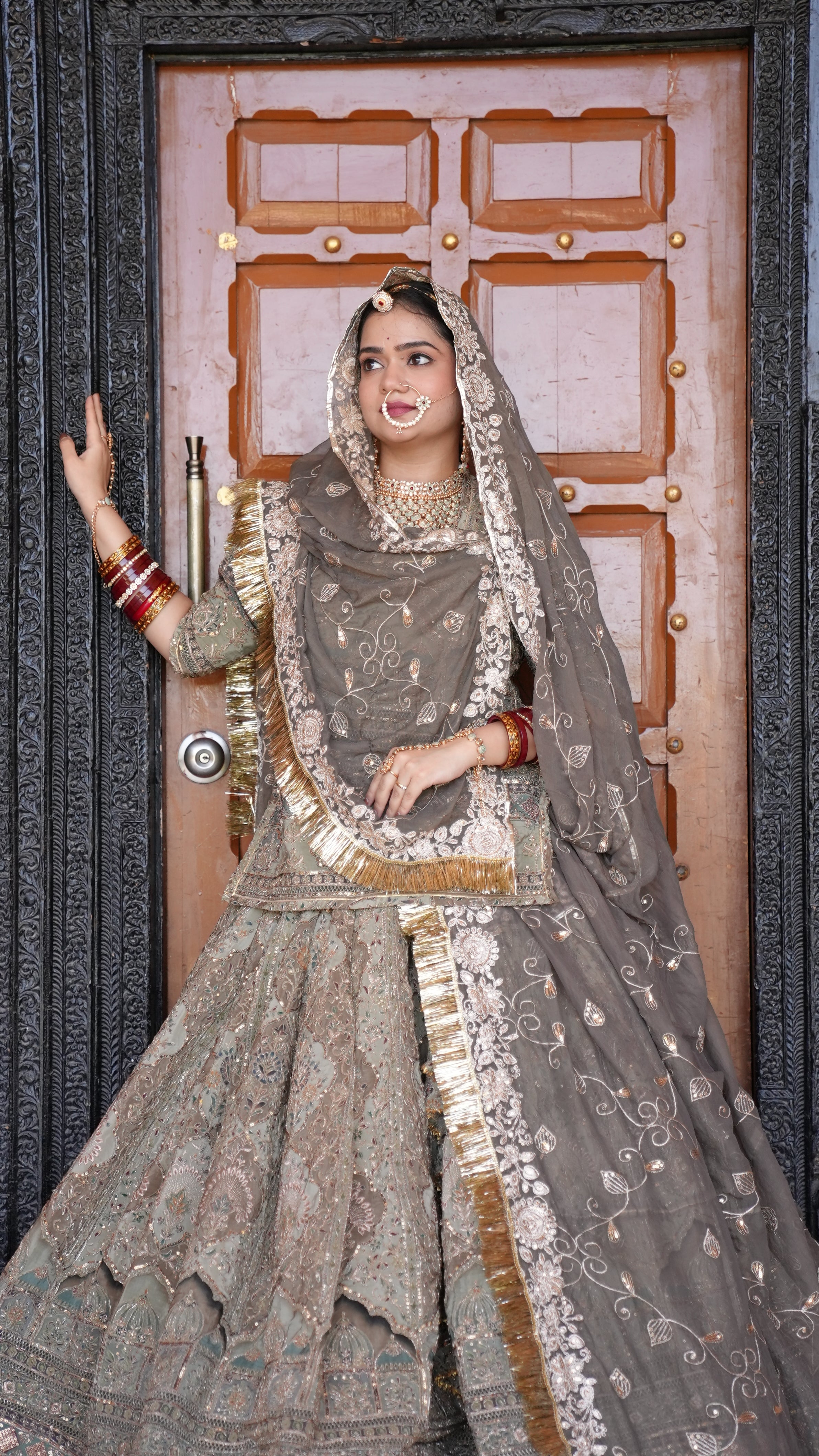 Chaandni Lehenga | Elegant Grey Embroidered Bridal Lehenga with Dupatta