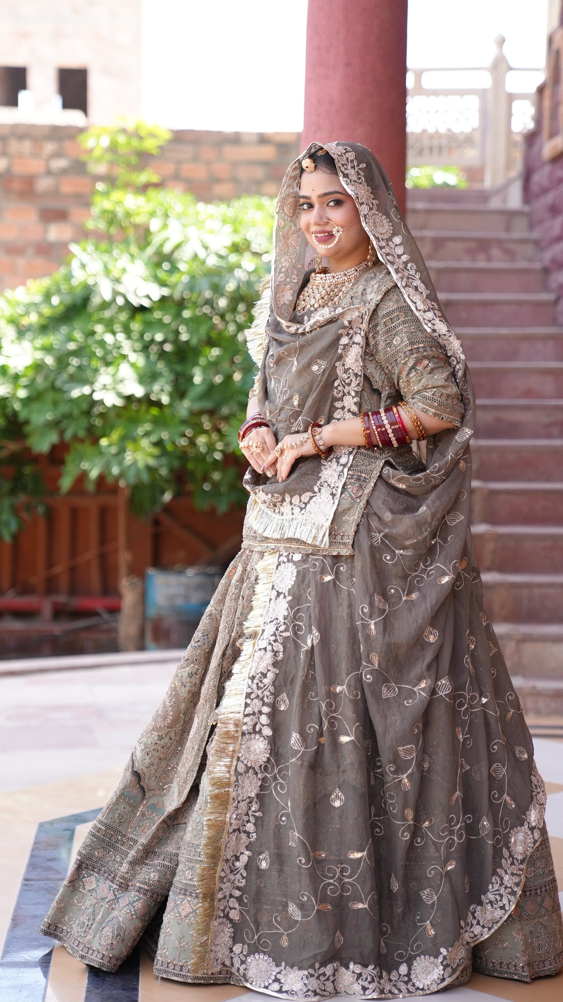 Chaandni Lehenga | Elegant Grey Embroidered Bridal Lehenga with Dupatta