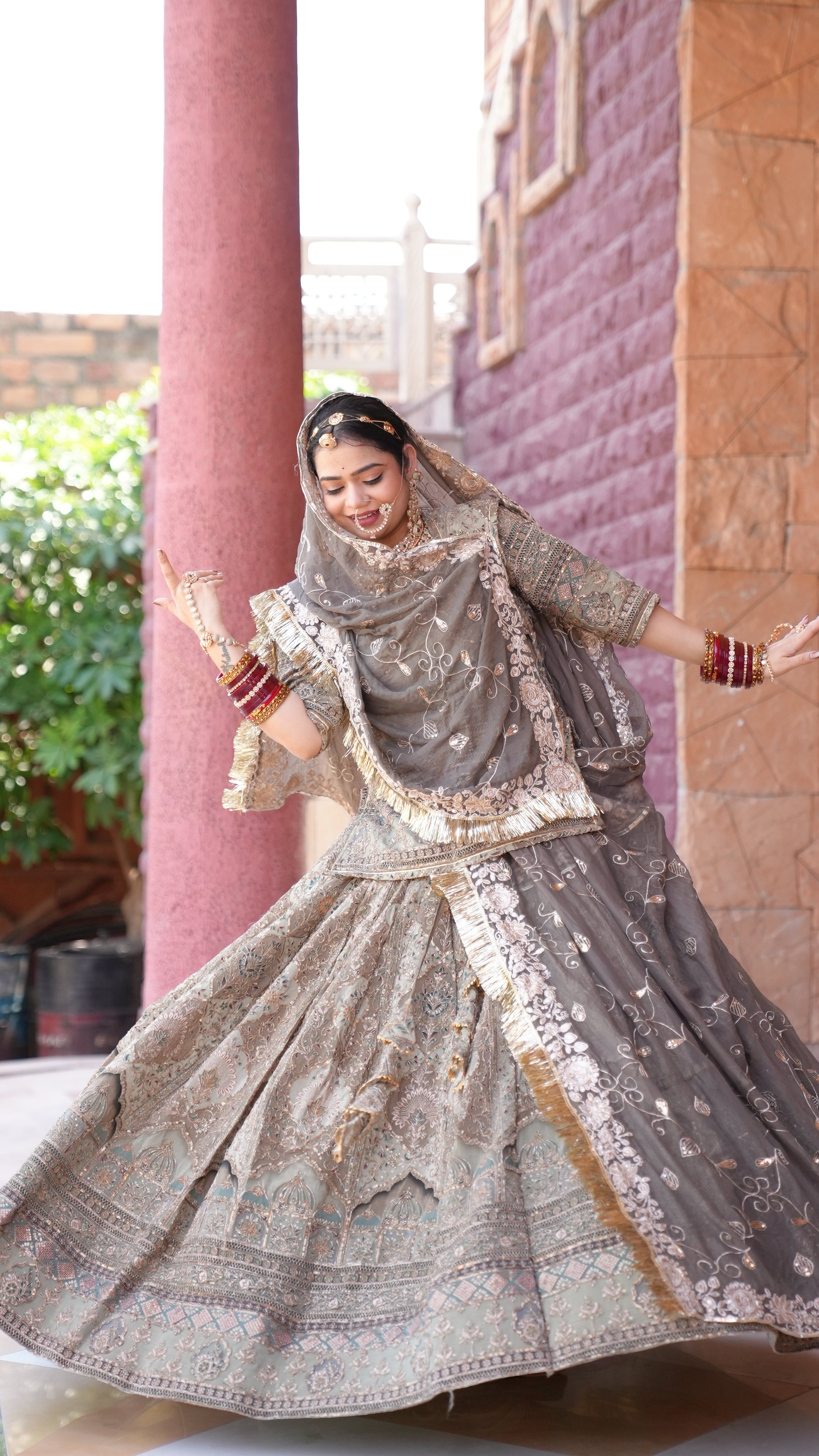 Chaandni Lehenga | Elegant Grey Embroidered Bridal Lehenga with Dupatta
