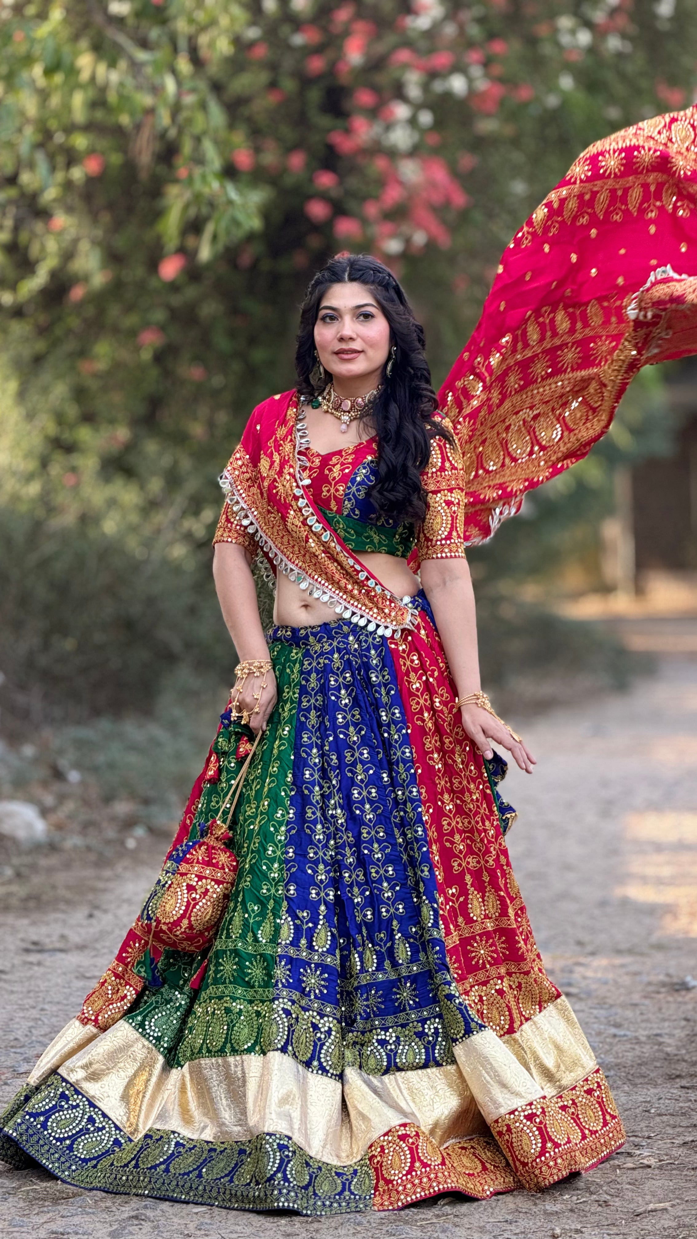 Bairen Multicolor Lehenga Choli for Navratri, Garba & Wedding Wear
