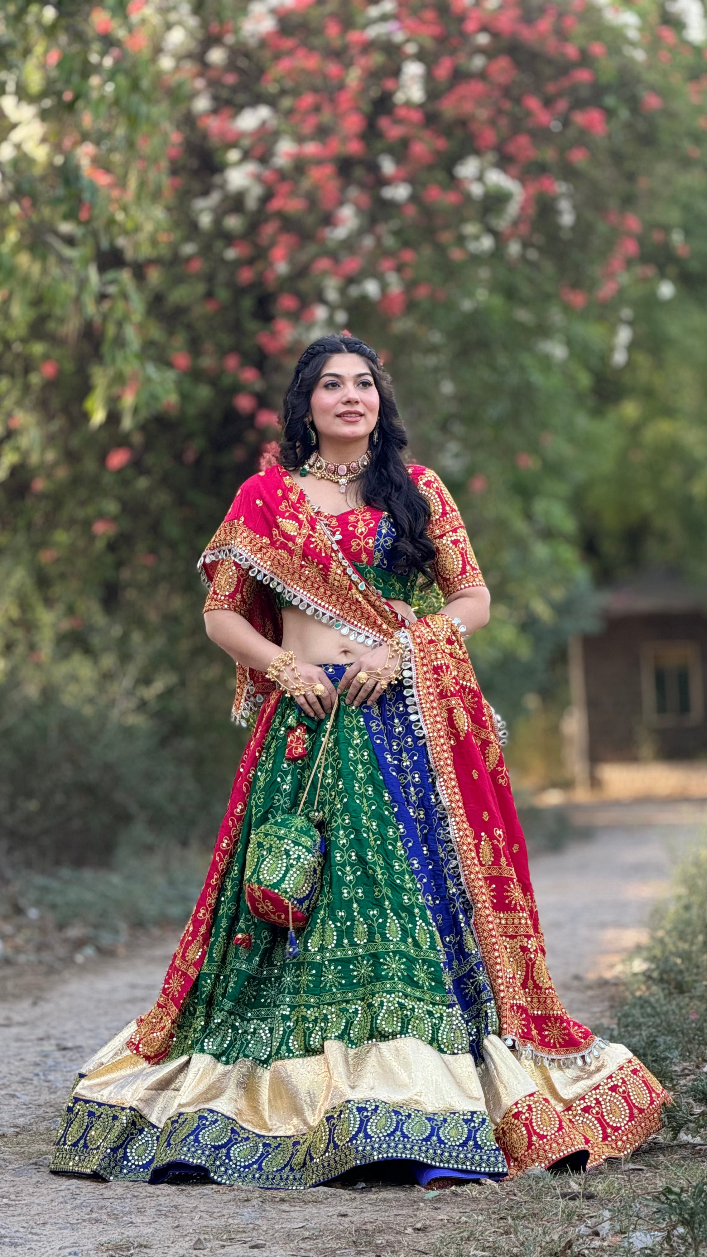 Bairen Multicolor Lehenga Choli for Navratri, Garba & Wedding Wear