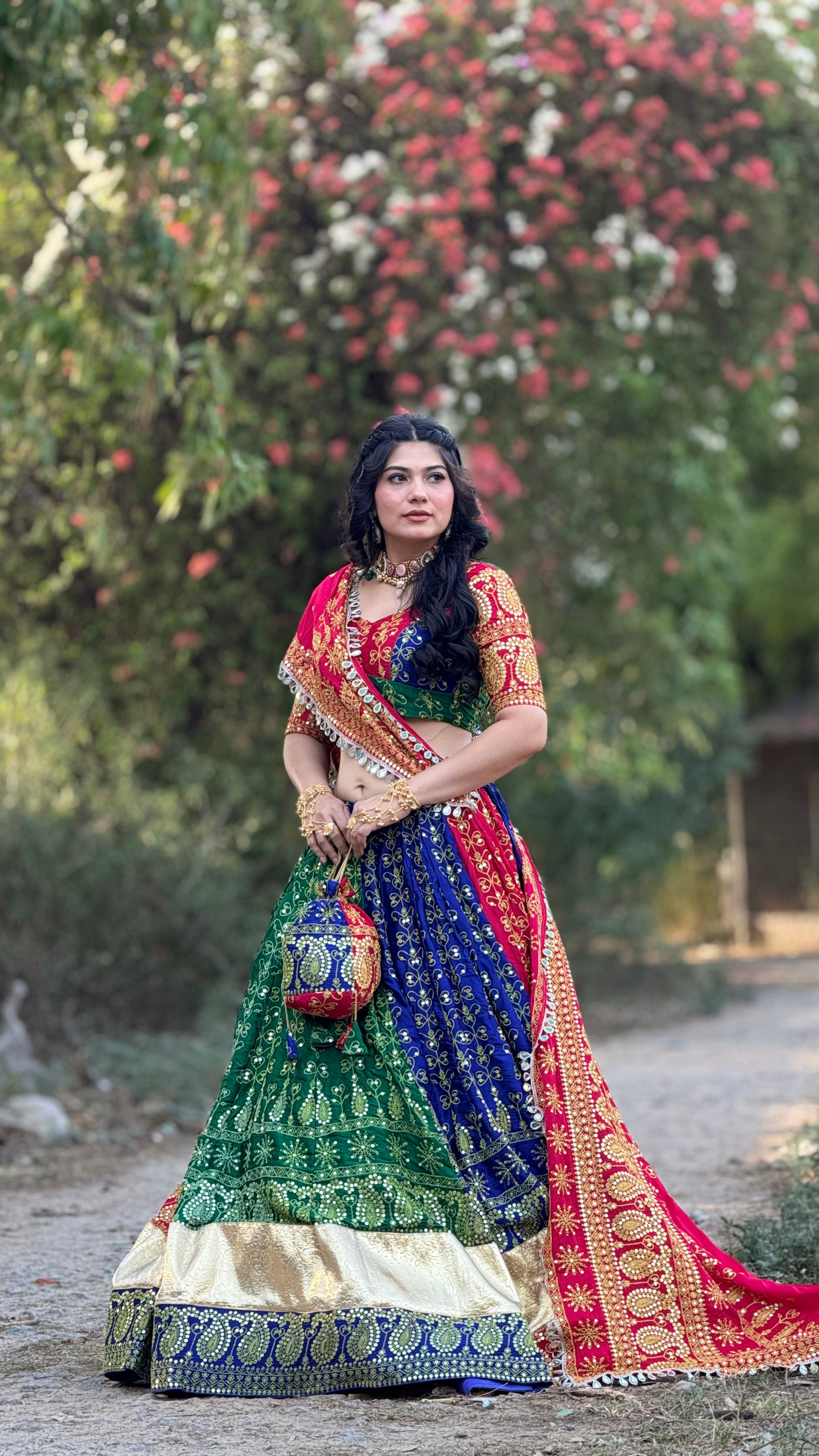 Bairen Multicolor Lehenga Choli for Navratri, Garba & Wedding Wear