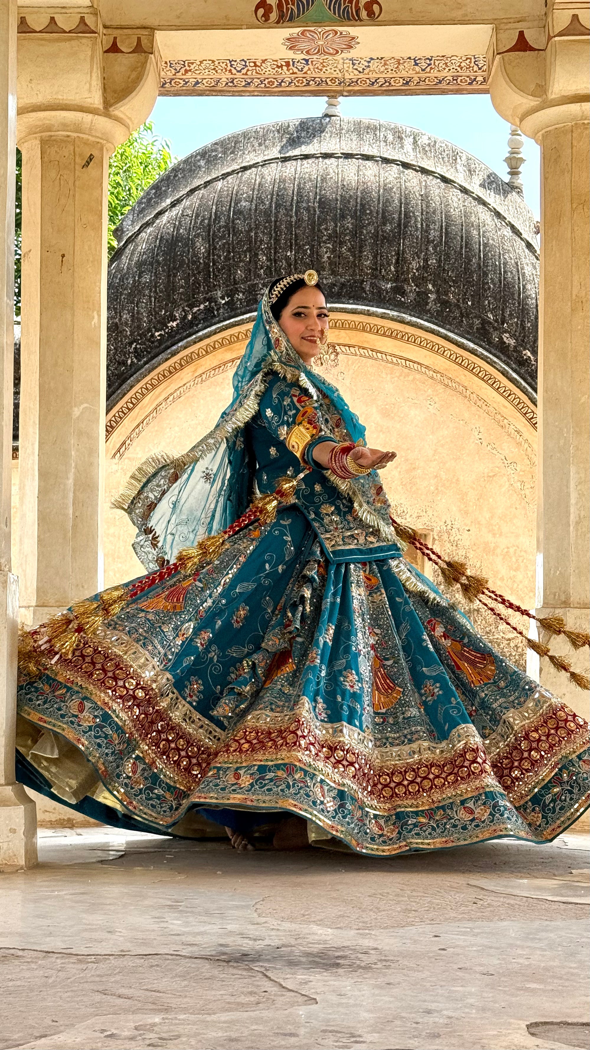 Bindani Rajputi Dress | Vintage Lehenga with Full Gher & Heavy Can-Can