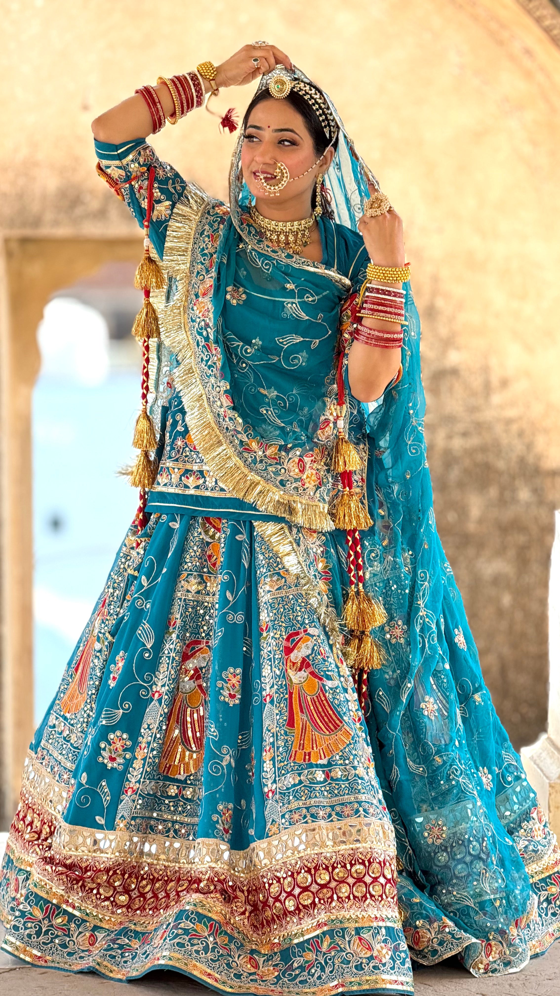 Bindani Rajputi Dress | Vintage Lehenga with Full Gher & Heavy Can-Can