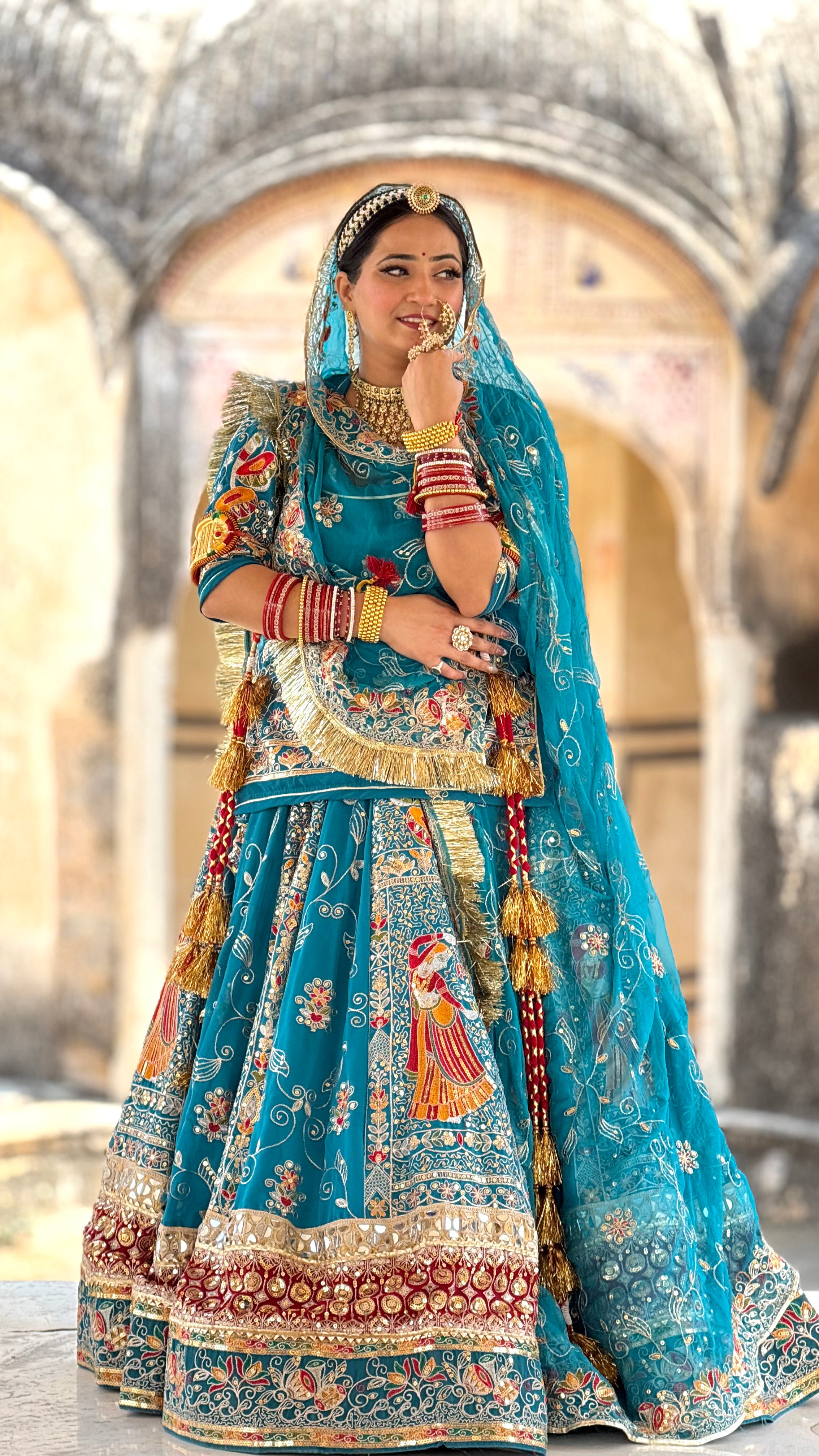 Bindani Rajputi Dress | Vintage Lehenga with Full Gher & Heavy Can-Can