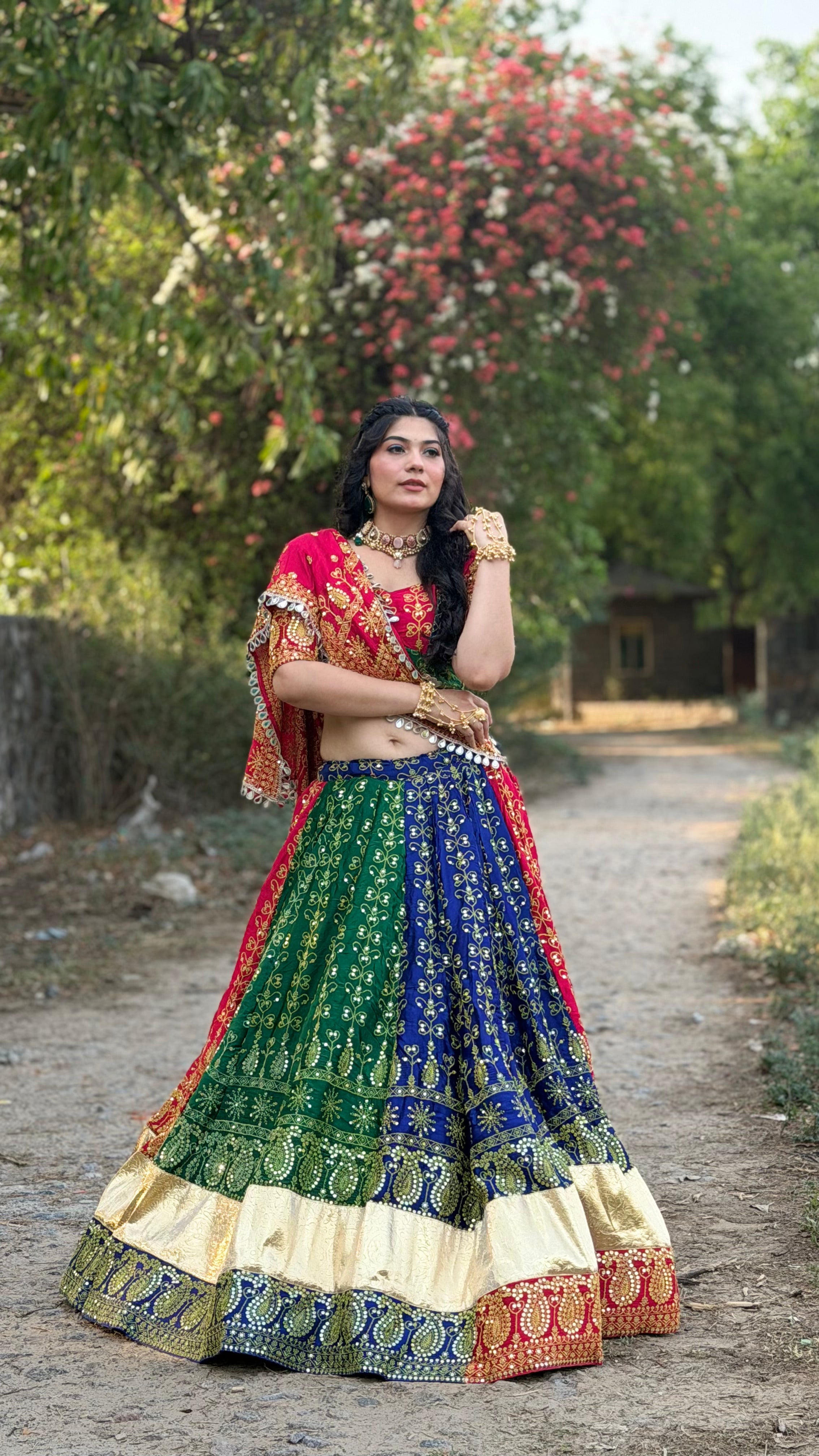 Bairen Multicolor Lehenga Choli for Navratri, Garba & Wedding Wear