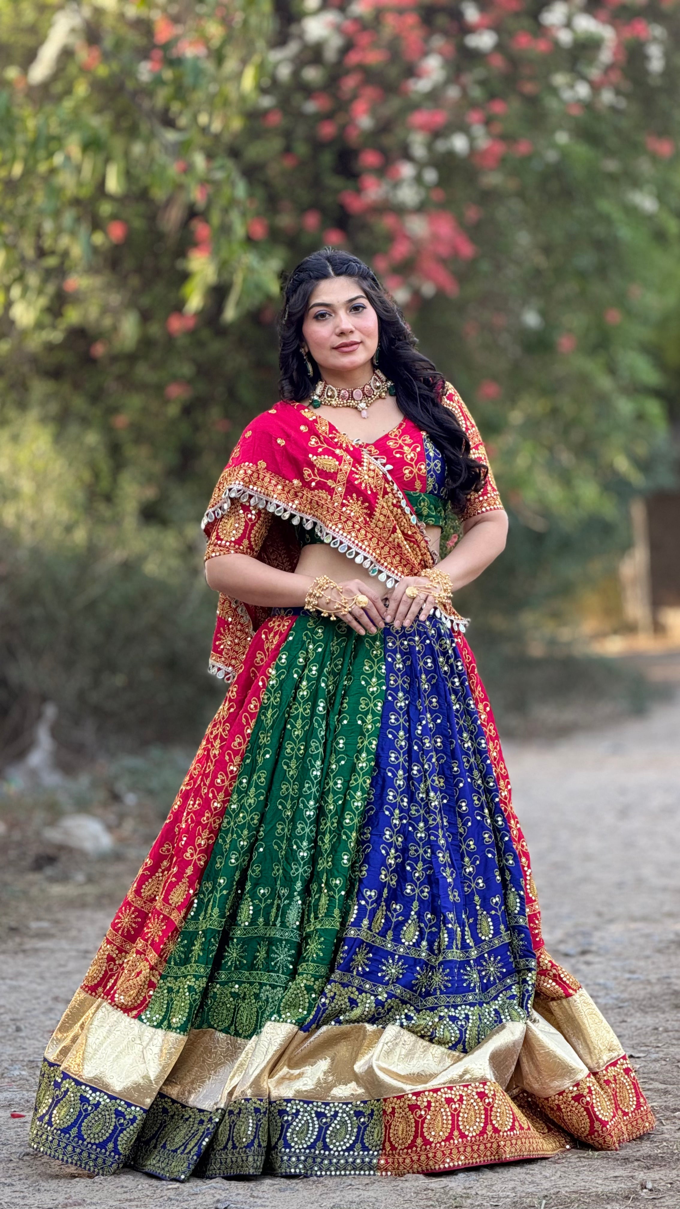 Bairen Multicolor Lehenga Choli for Navratri, Garba & Wedding Wear