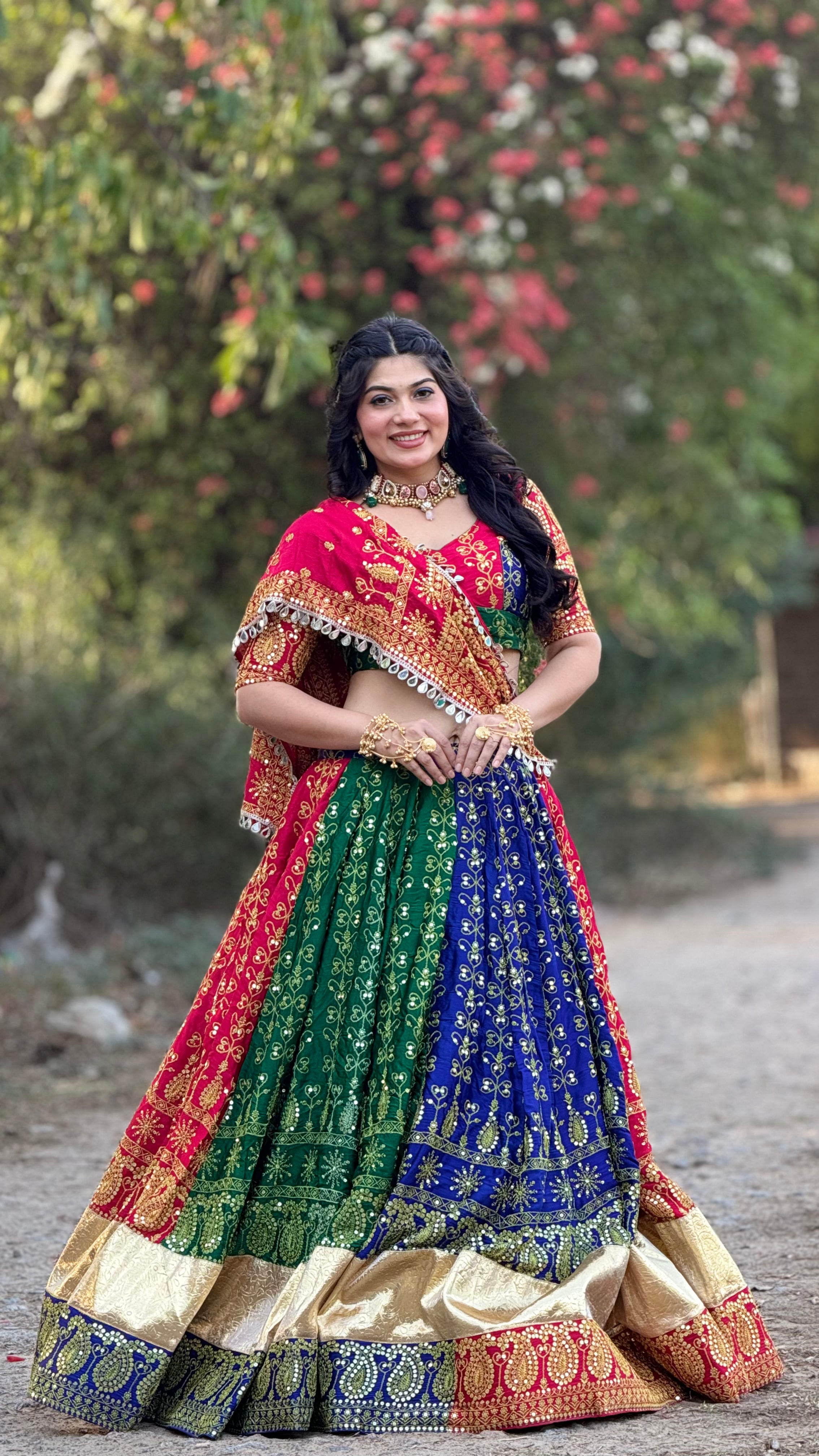 Bairen Multicolor Lehenga Choli for Navratri, Garba & Wedding Wear