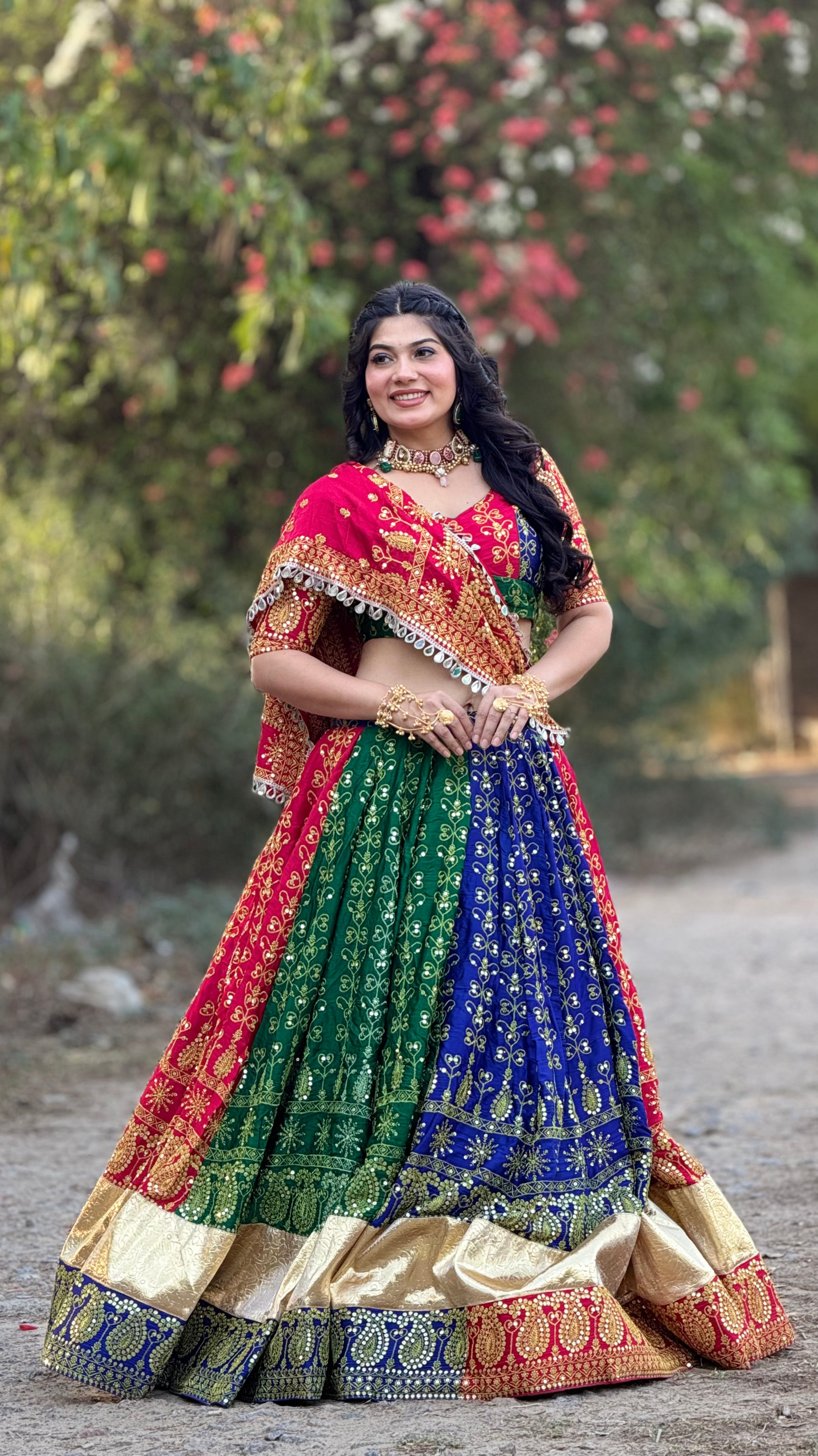 Bairen Multicolor Lehenga Choli for Navratri, Garba & Wedding Wear