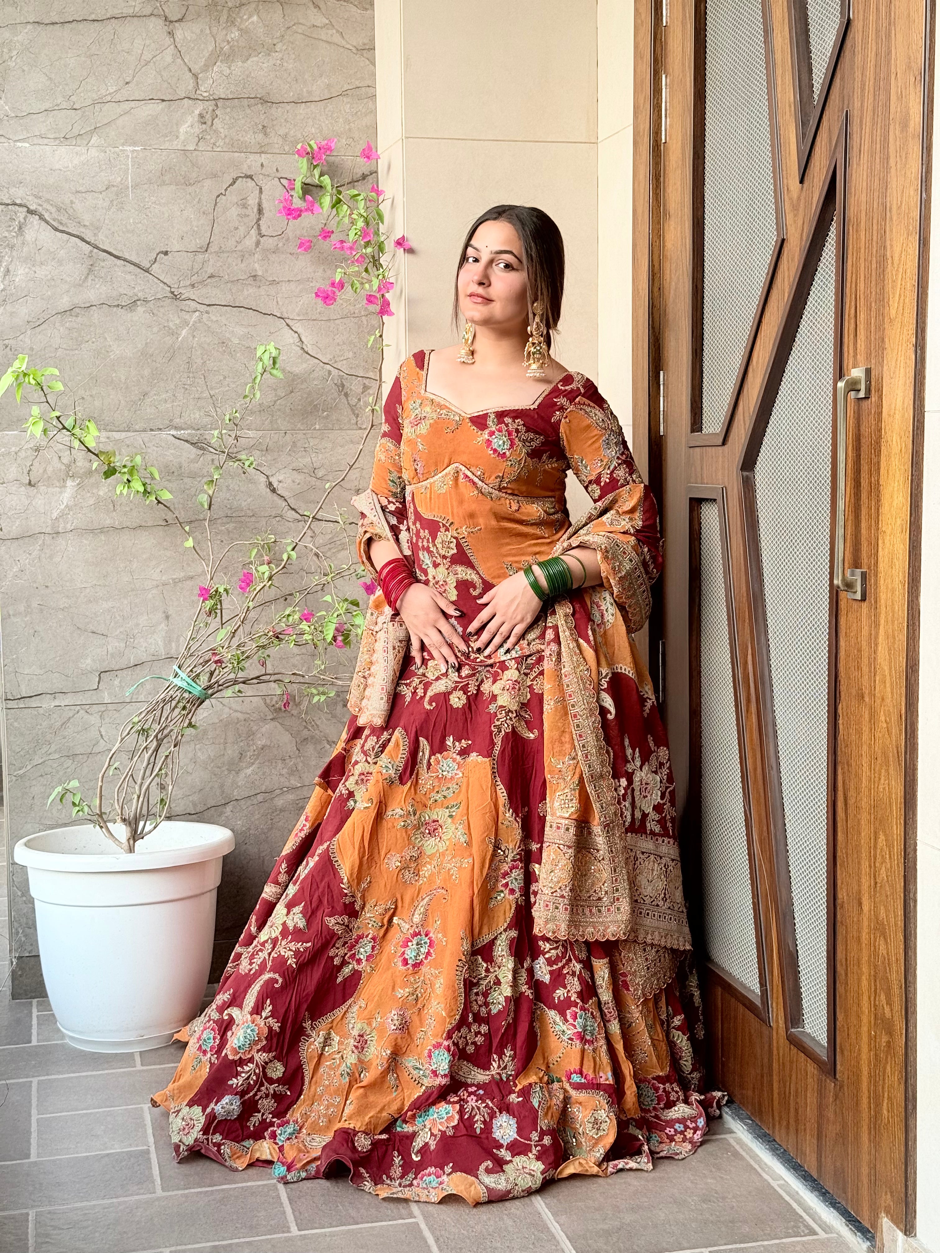 Sonpari Designer Lehenga – Jardozi Work with Heavy Dupatta & Flare