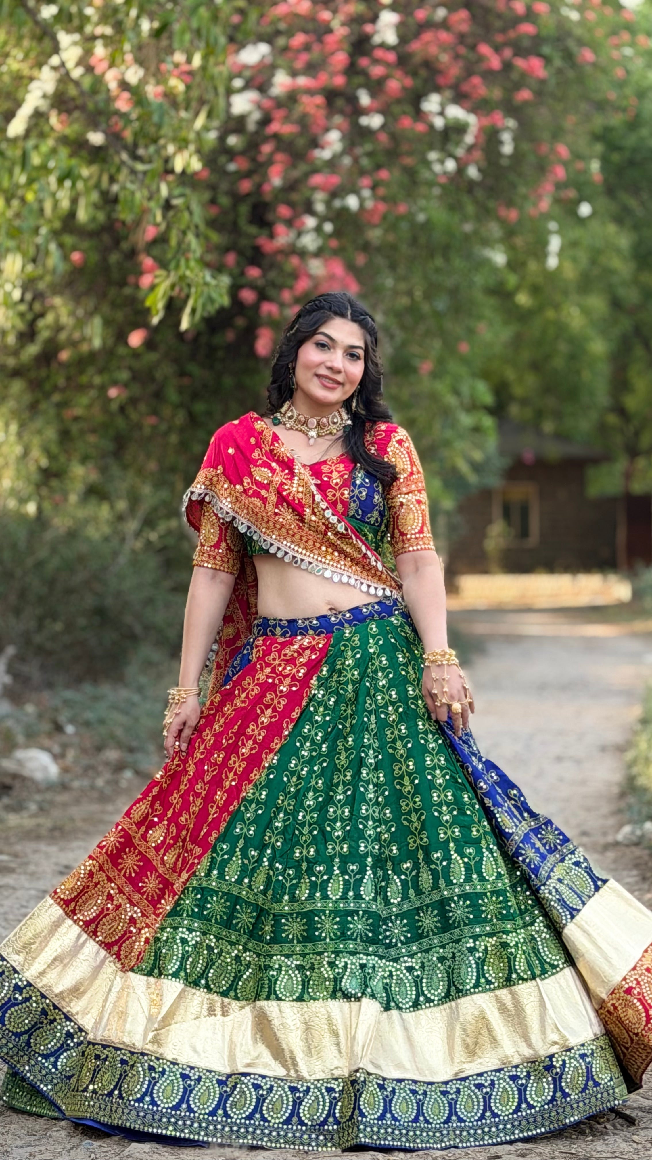 Bairen Multicolor Lehenga Choli for Navratri, Garba & Wedding Wear