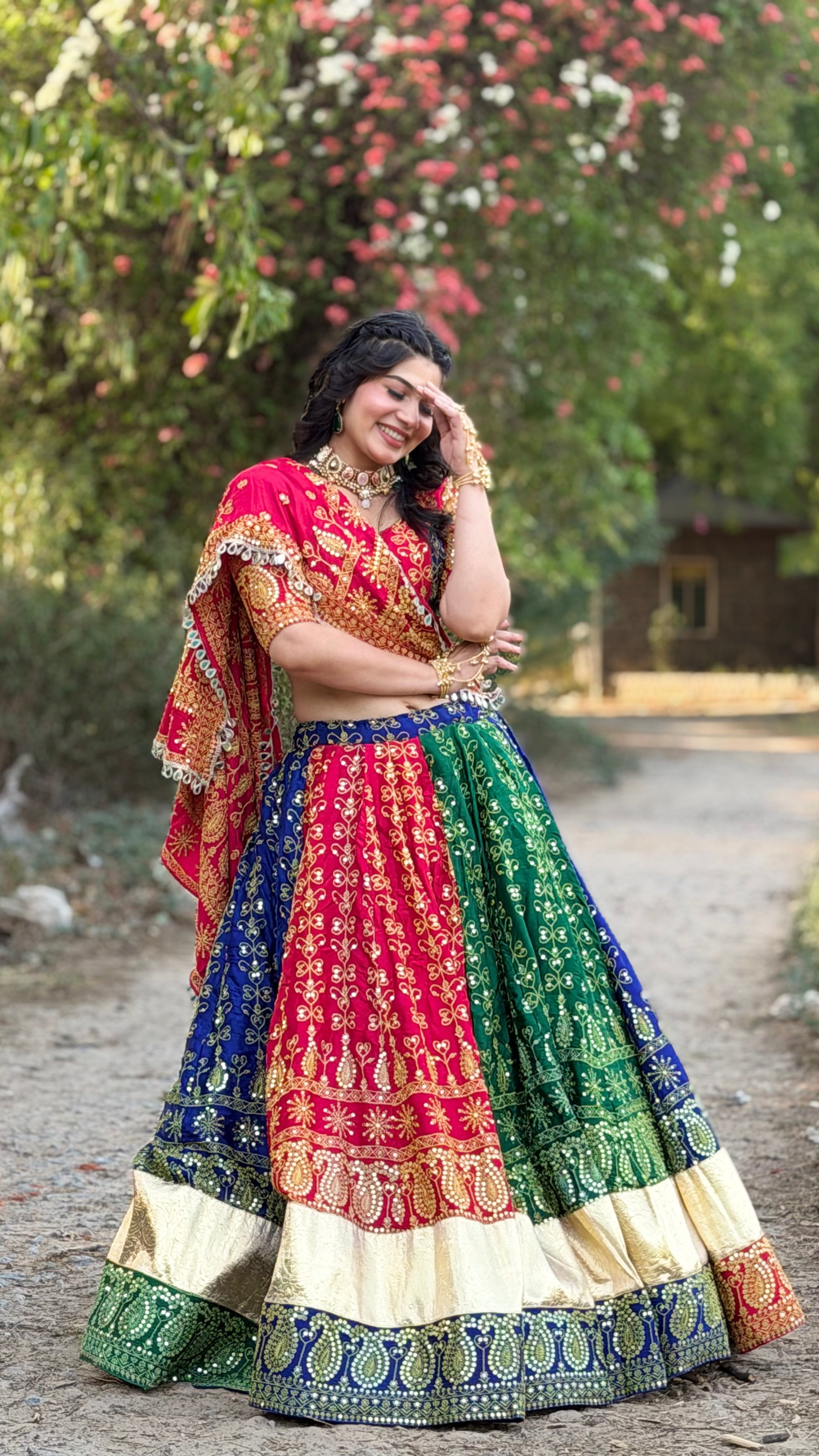 Bairen Multicolor Lehenga Choli for Navratri, Garba & Wedding Wear