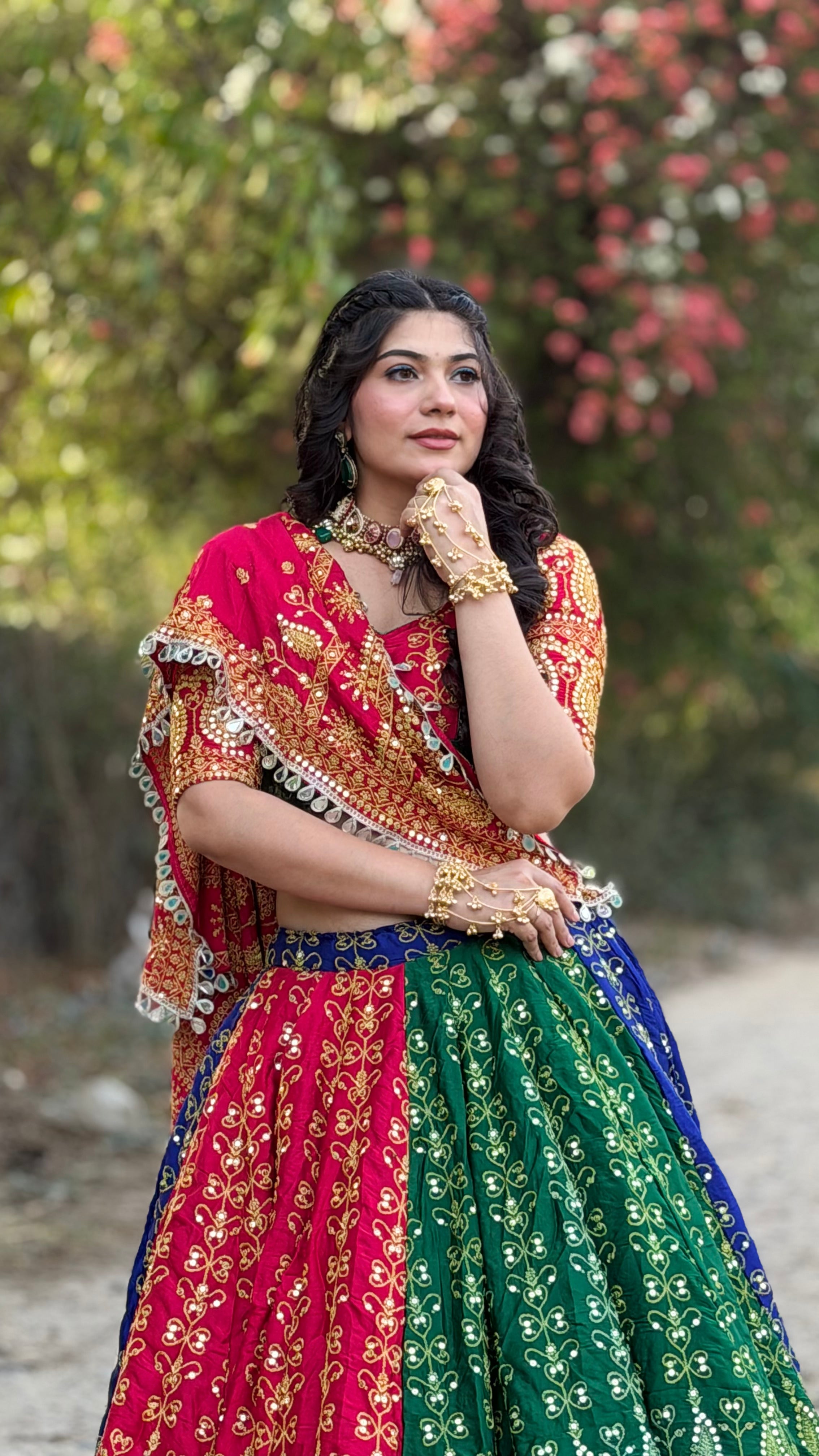 Bairen Multicolor Lehenga Choli for Navratri, Garba & Wedding Wear