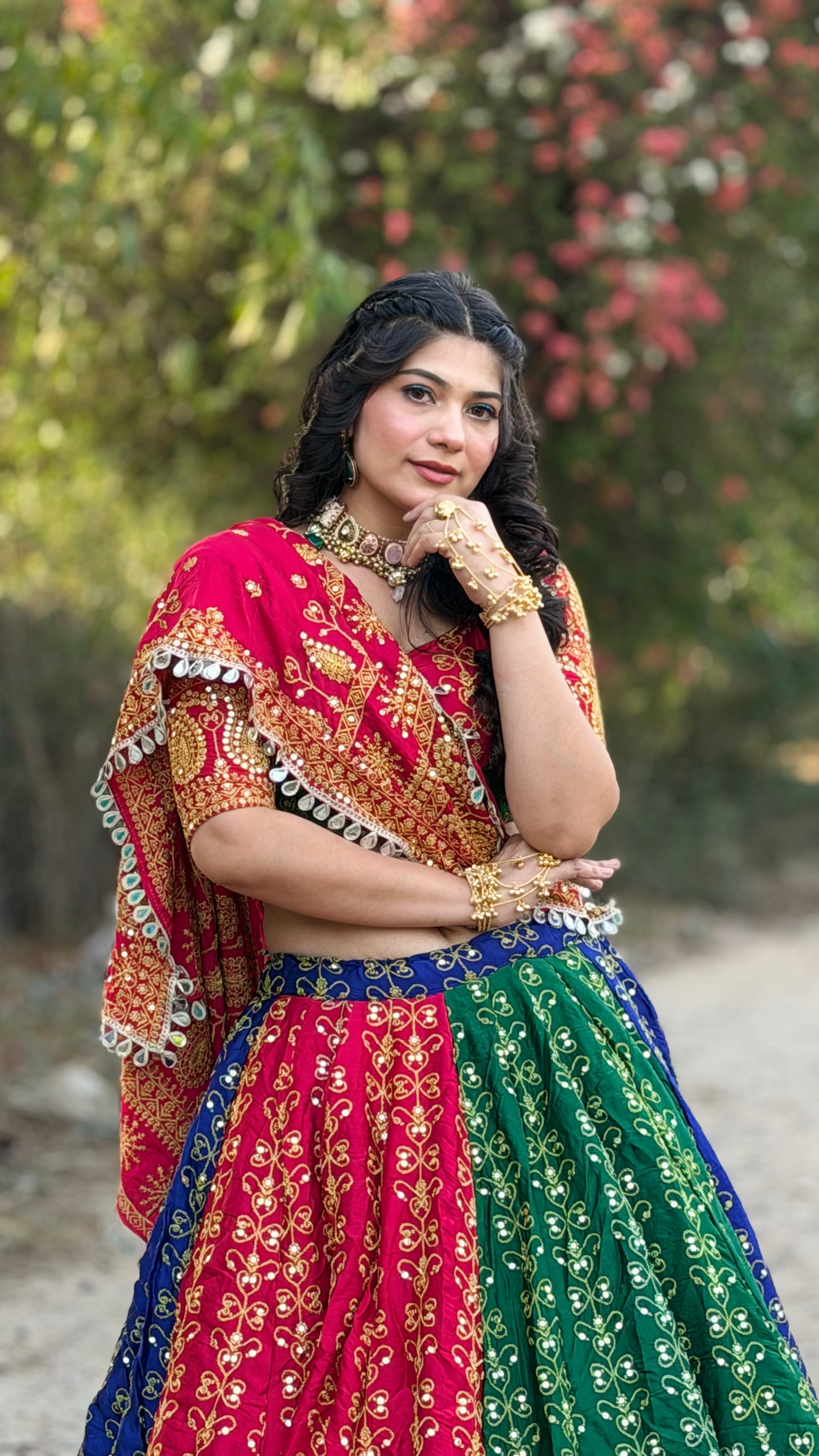 Bairen Multicolor Lehenga Choli for Navratri, Garba & Wedding Wear