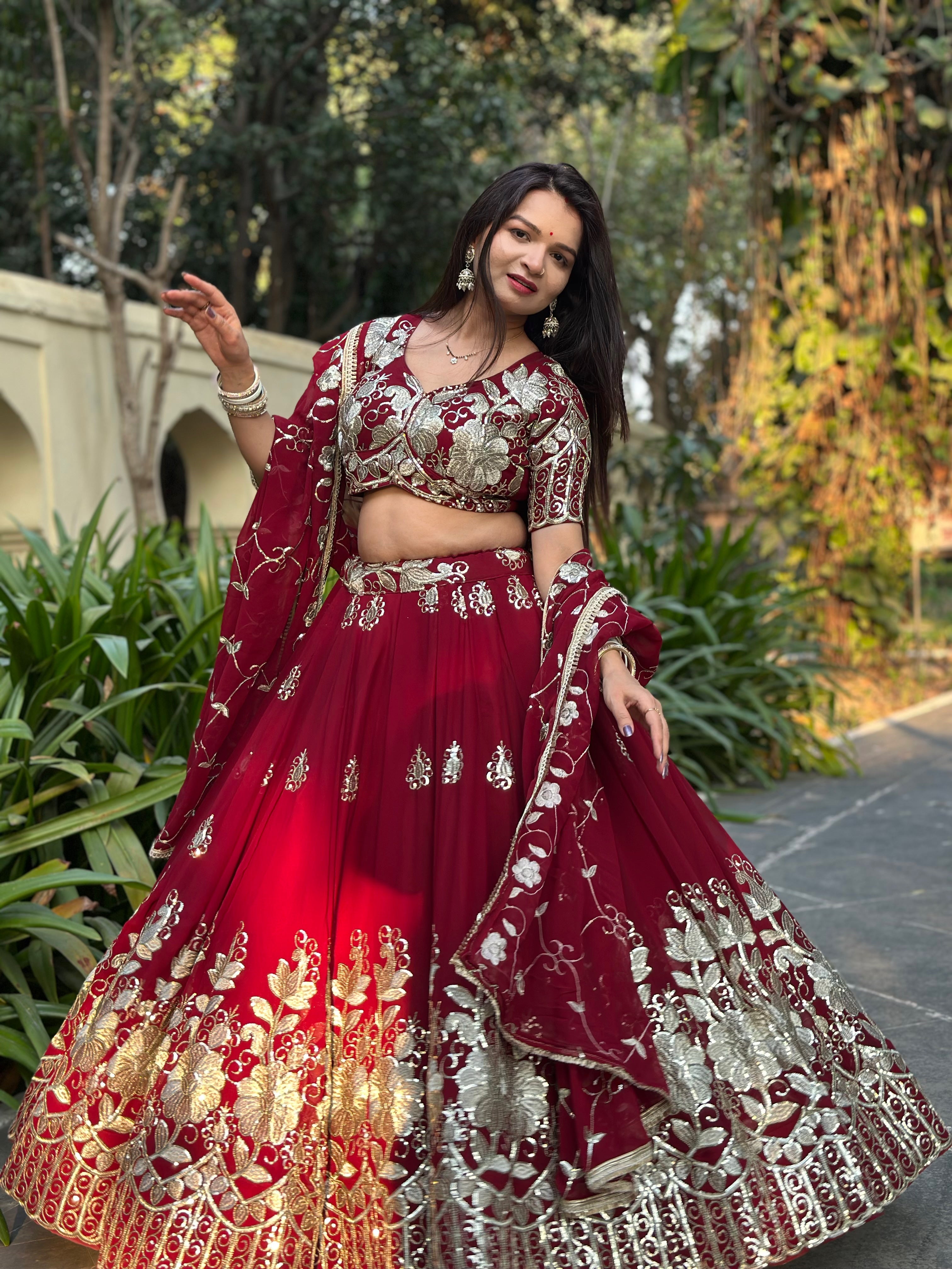 Rangrasiya Lehenga – Blooming Fox Fabric with Sequin Work & Full Flair