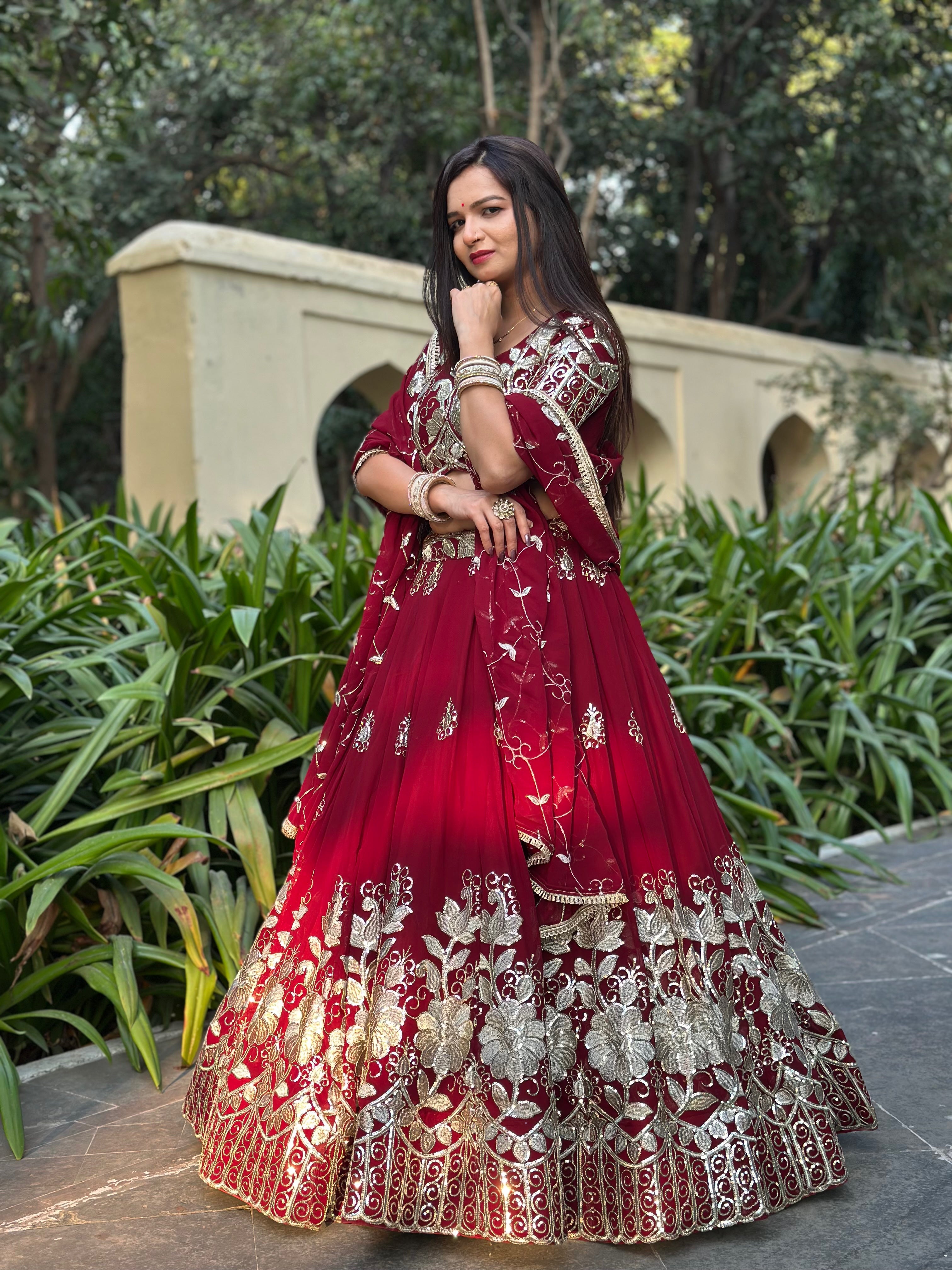 Rangrasiya Lehenga – Blooming Fox Fabric with Sequin Work & Full Flair