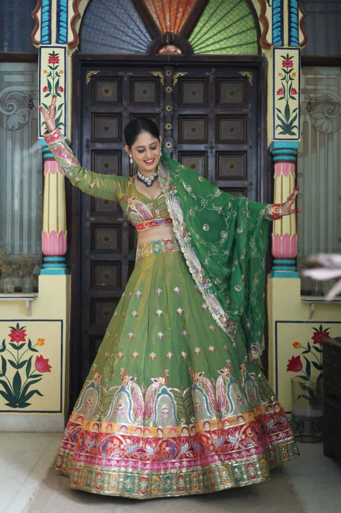 Green Multicolor Embroidered  Lehenga | Designer Wedding Wear | Radhika Boutique