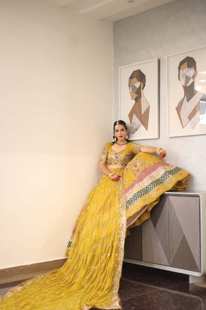 Yellow Heavy Embroidered Lehenga | Designer  Wear | Radhika Boutique