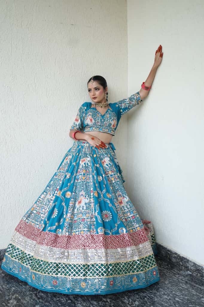 Blue Heavy Multi-Work Lehenga | Designer  Wear | Radhika Boutique