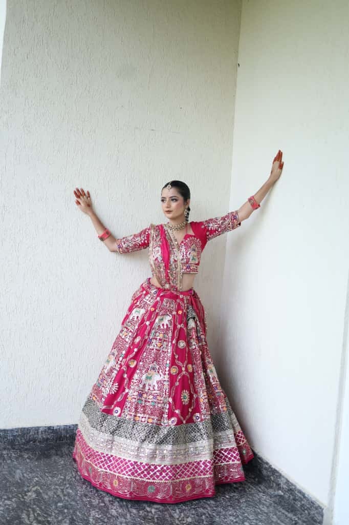 Pink Pittan Work Lehenga |  Radhika Boutique