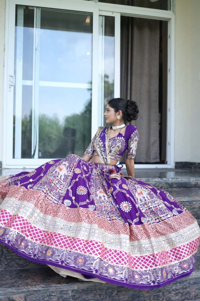 Royal Purple Heavy Embroidered Lehenga  | Radhika Boutique