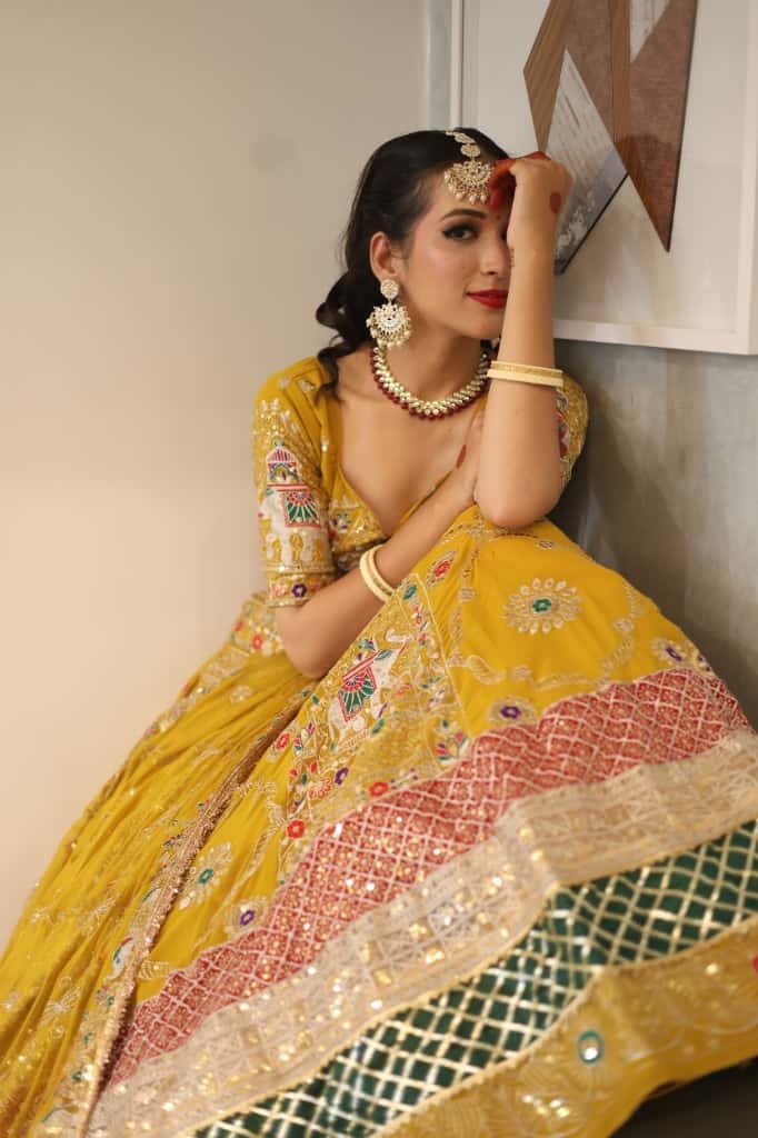 Yellow Heavy Embroidered Lehenga | Designer  Wear | Radhika Boutique