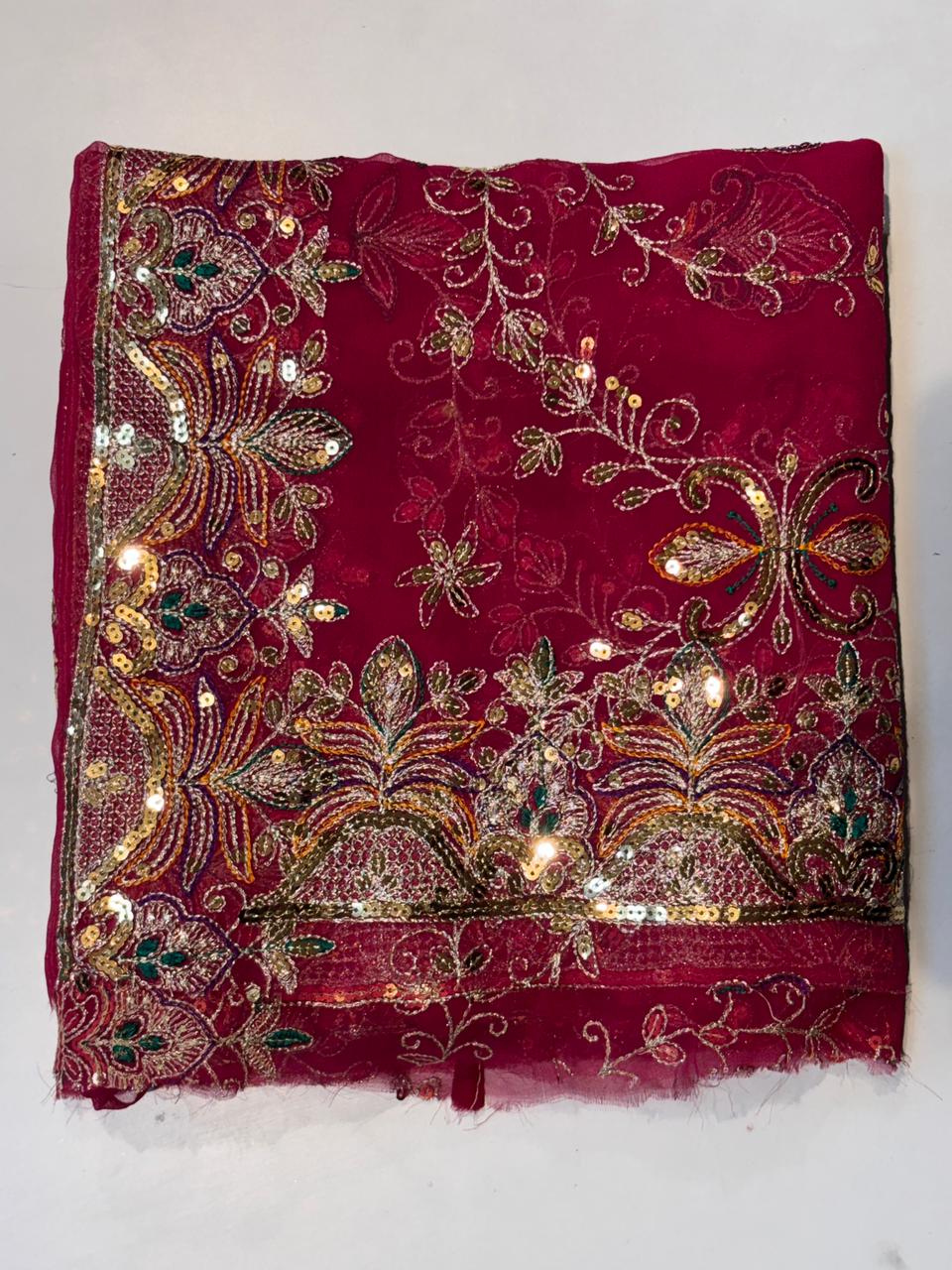 Rani Heavy Handwork Embroidered Dupatta in Premium Fabric