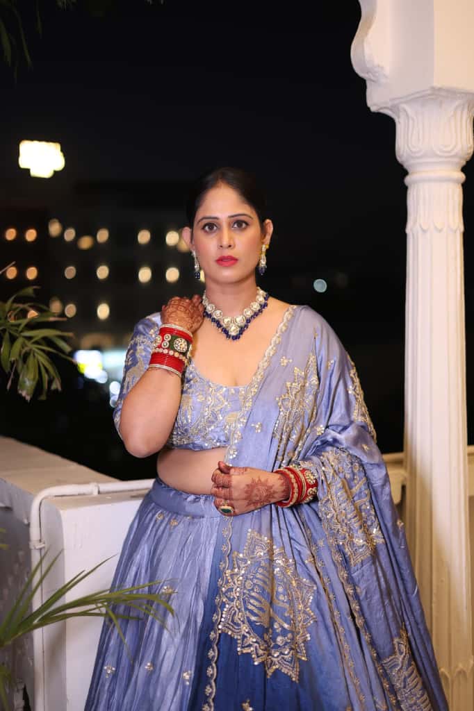 Blue Ombre Heavy Embroidered Lehenga | Designer Wedding Wear | Radhika Boutique