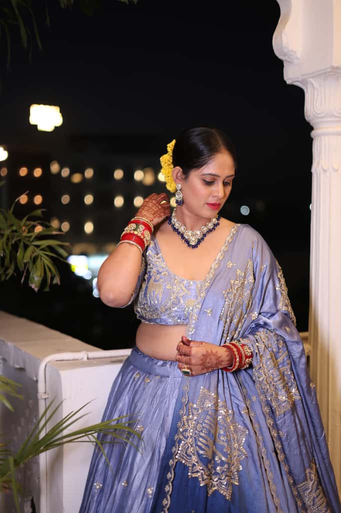 Blue Ombre Heavy Embroidered Lehenga | Designer Wedding Wear | Radhika Boutique