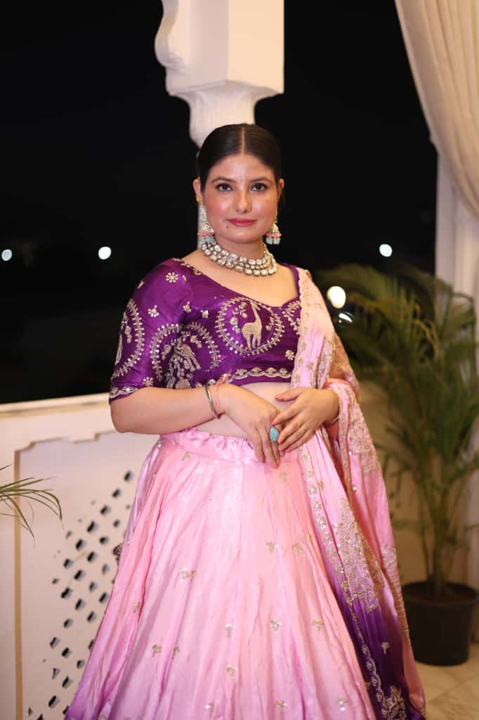 Purple Pink Ombre Heavy Embroidered Lehenga | Designer Festive Wear | Radhika Boutique