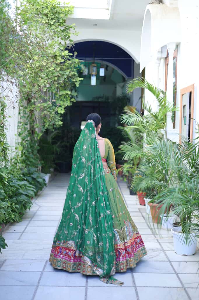 Green Multicolor Embroidered  Lehenga | Designer Wedding Wear | Radhika Boutique