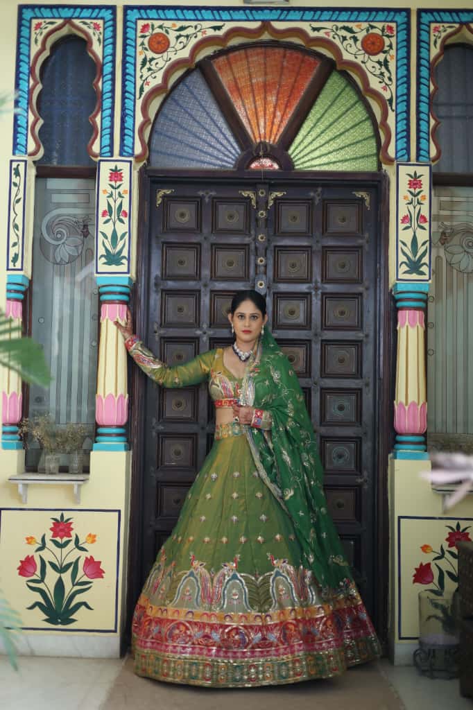Green Multicolor Embroidered  Lehenga | Designer Wedding Wear | Radhika Boutique