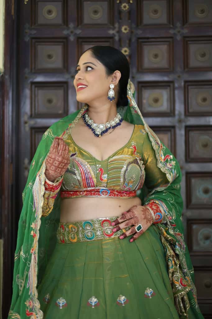 Green Multicolor Embroidered  Lehenga | Designer Wedding Wear | Radhika Boutique