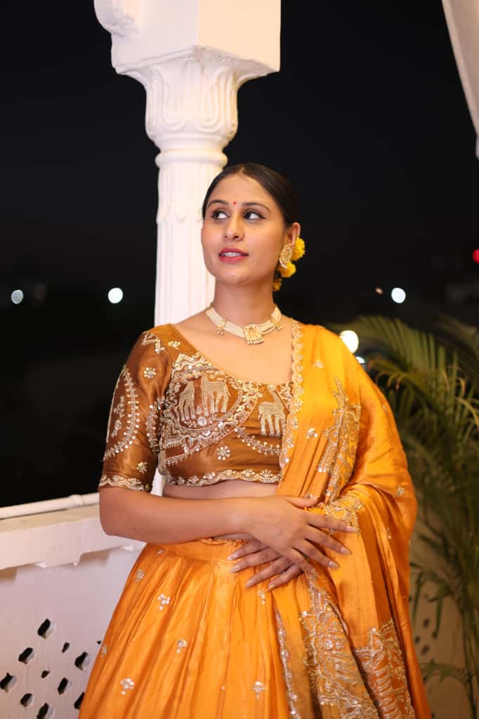 Mustard Brown Heavy Embroidered Lehenga | Designer Festive Wear | Radhika Boutique