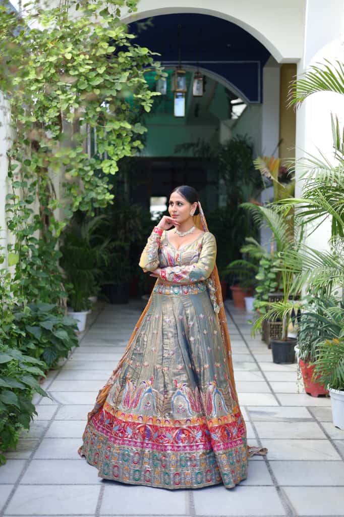 Green Multicolor Embroidered Lehenga | Designer Wedding Wear | Radhika Boutique