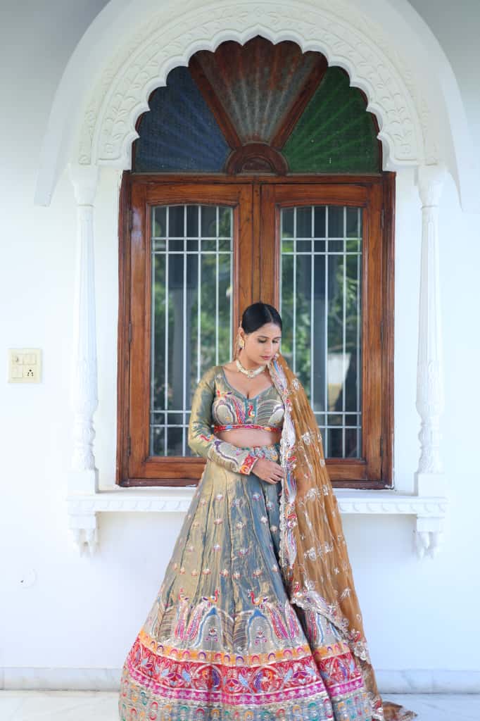 Green Multicolor Embroidered Lehenga | Designer Wedding Wear | Radhika Boutique