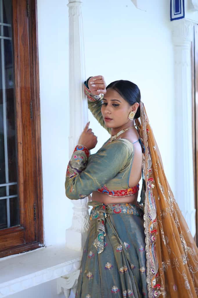 Green Multicolor Embroidered Lehenga | Designer Wedding Wear | Radhika Boutique