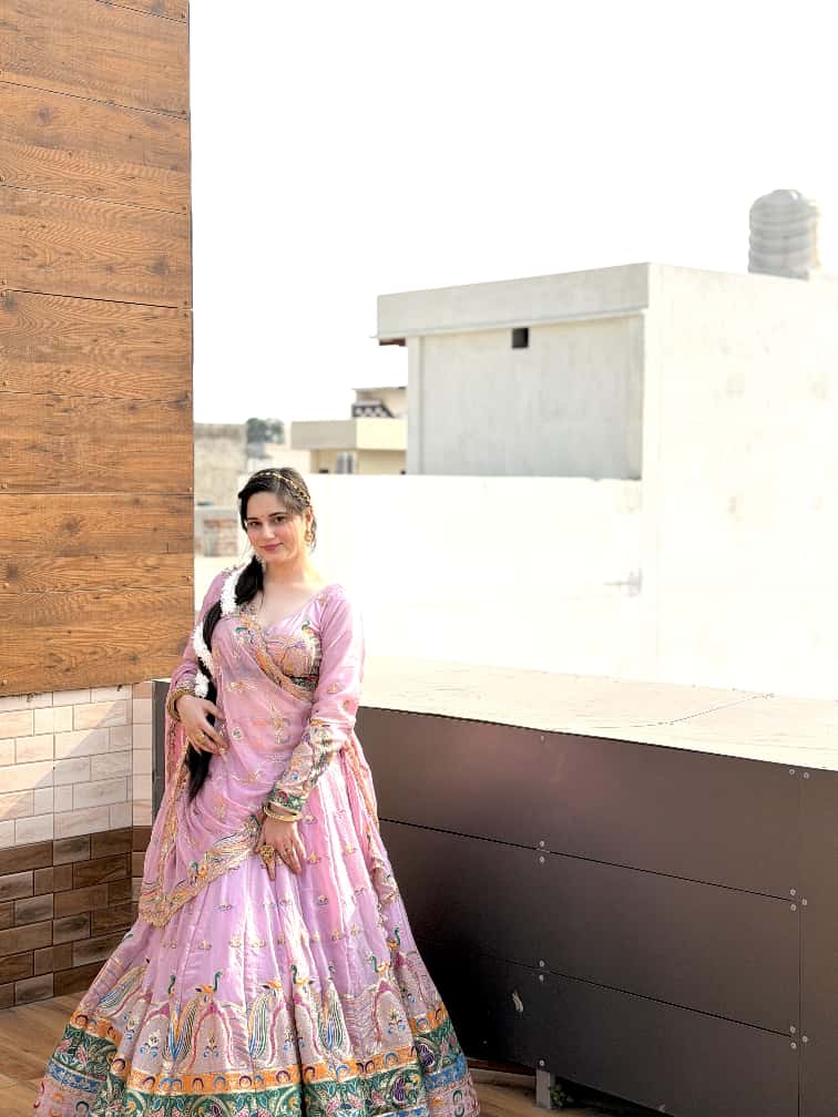 Pastel Pink Designer Embroidered Lehenga for Weddings | Radhika Boutique