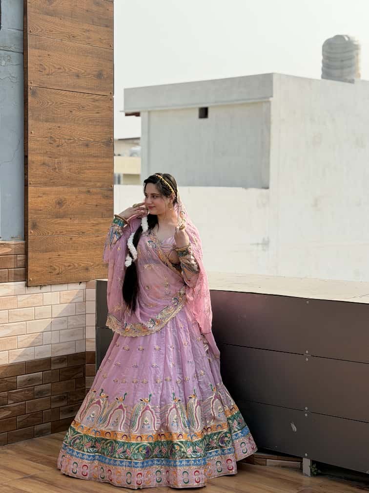 Pastel Pink Designer Embroidered Lehenga for Weddings | Radhika Boutique