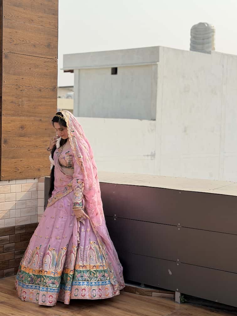 Pastel Pink Designer Embroidered Lehenga for Weddings | Radhika Boutique