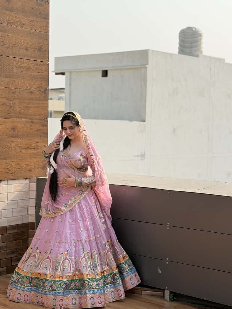Pastel Pink Designer Embroidered Lehenga for Weddings | Radhika Boutique