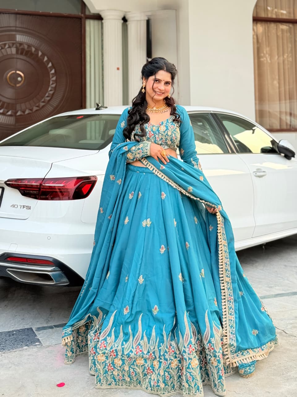 Morni Legega Teal Embroidered Lehenga | Premium Wedding & Festive Wear| Radhika Boutique
