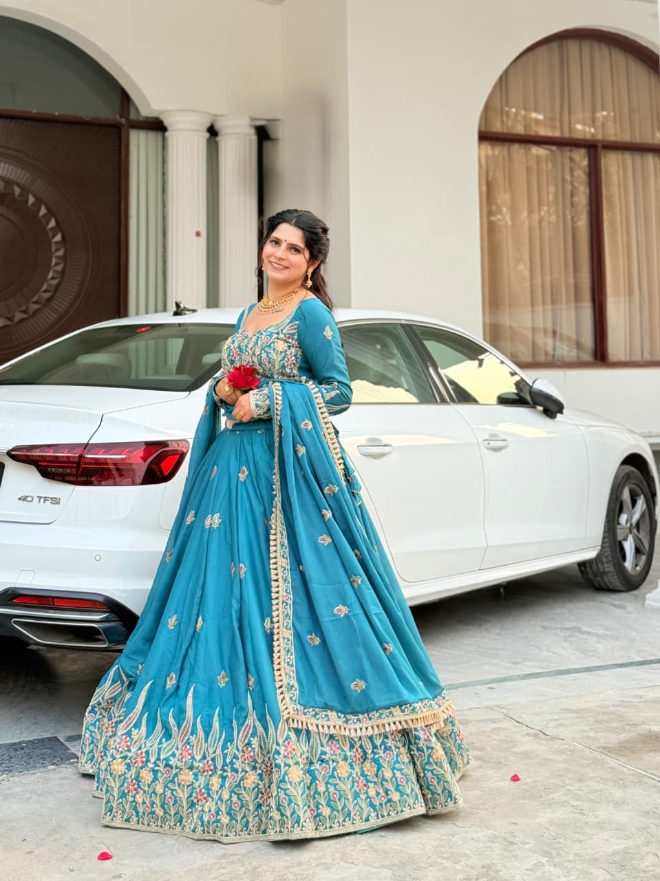 Morni Legega Teal Embroidered Lehenga | Premium Wedding & Festive Wear| Radhika Boutique
