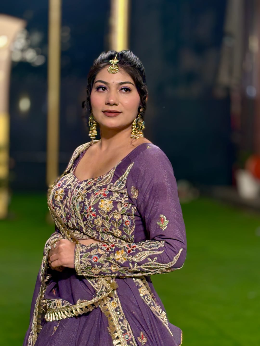 Morni Lehenga Collection | Purple Embroidered Silk Lehenga for Weddings & Parties| Radhika Boutique