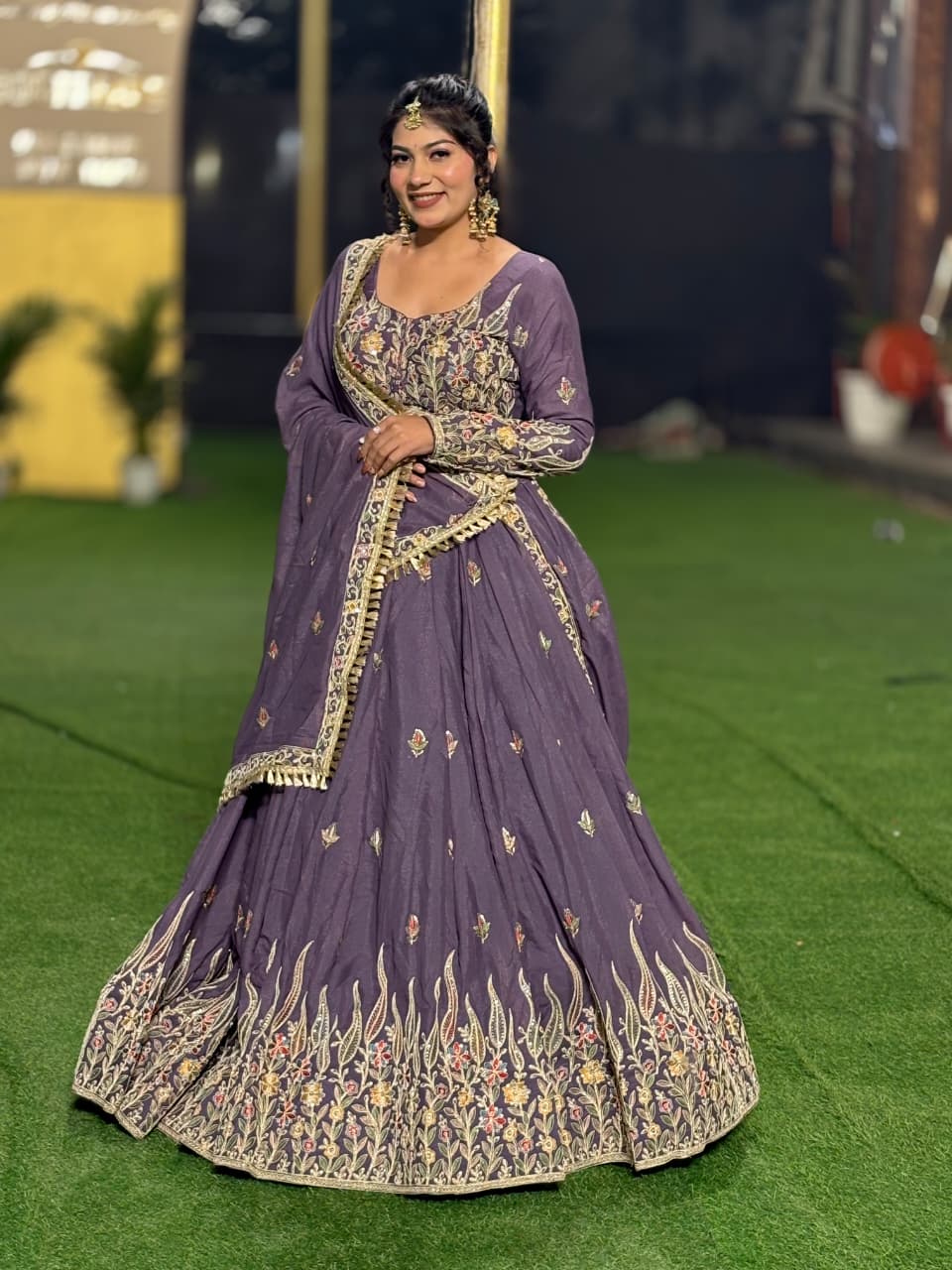 Morni Lehenga Collection | Purple Embroidered Silk Lehenga for Weddings & Parties| Radhika Boutique