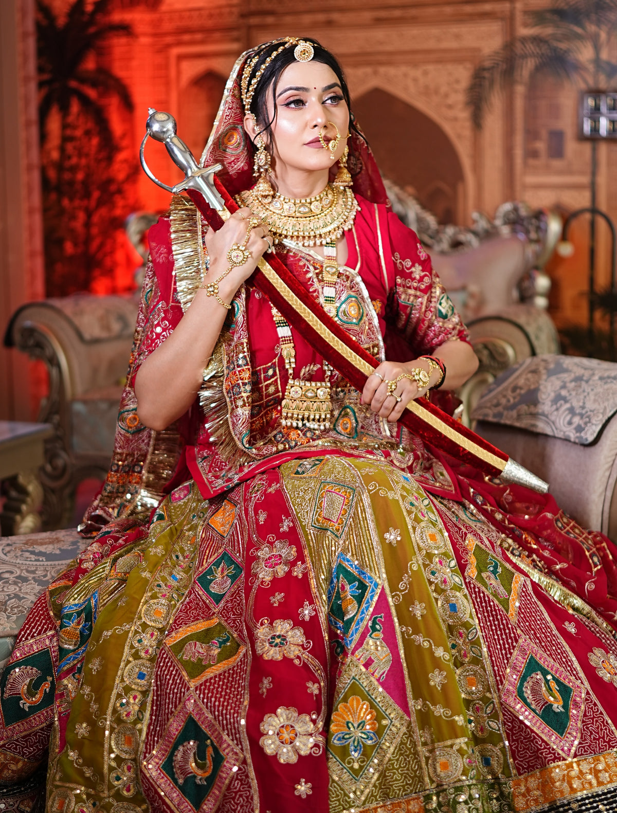 Red Bridal Handwork Lehenga with Dupatta | Designer Wedding Wear