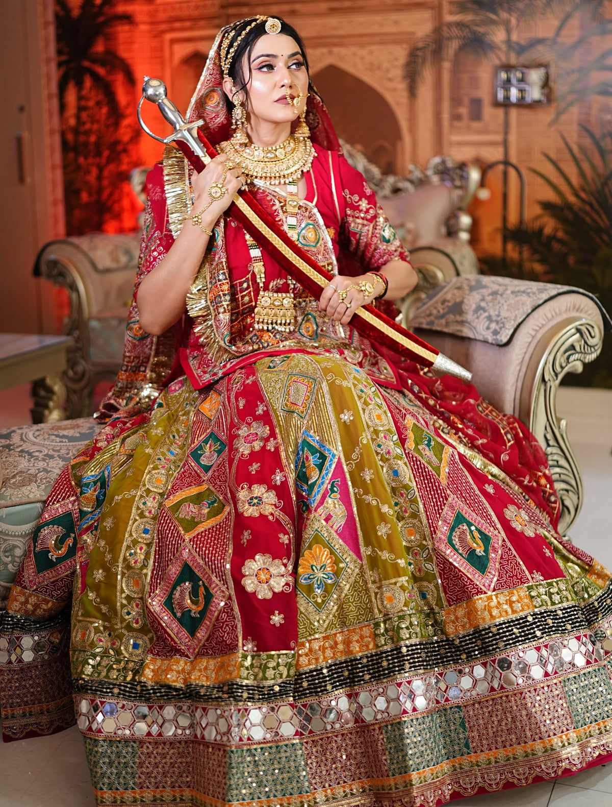 Red Bridal Handwork Lehenga with Dupatta | Designer Wedding Wear