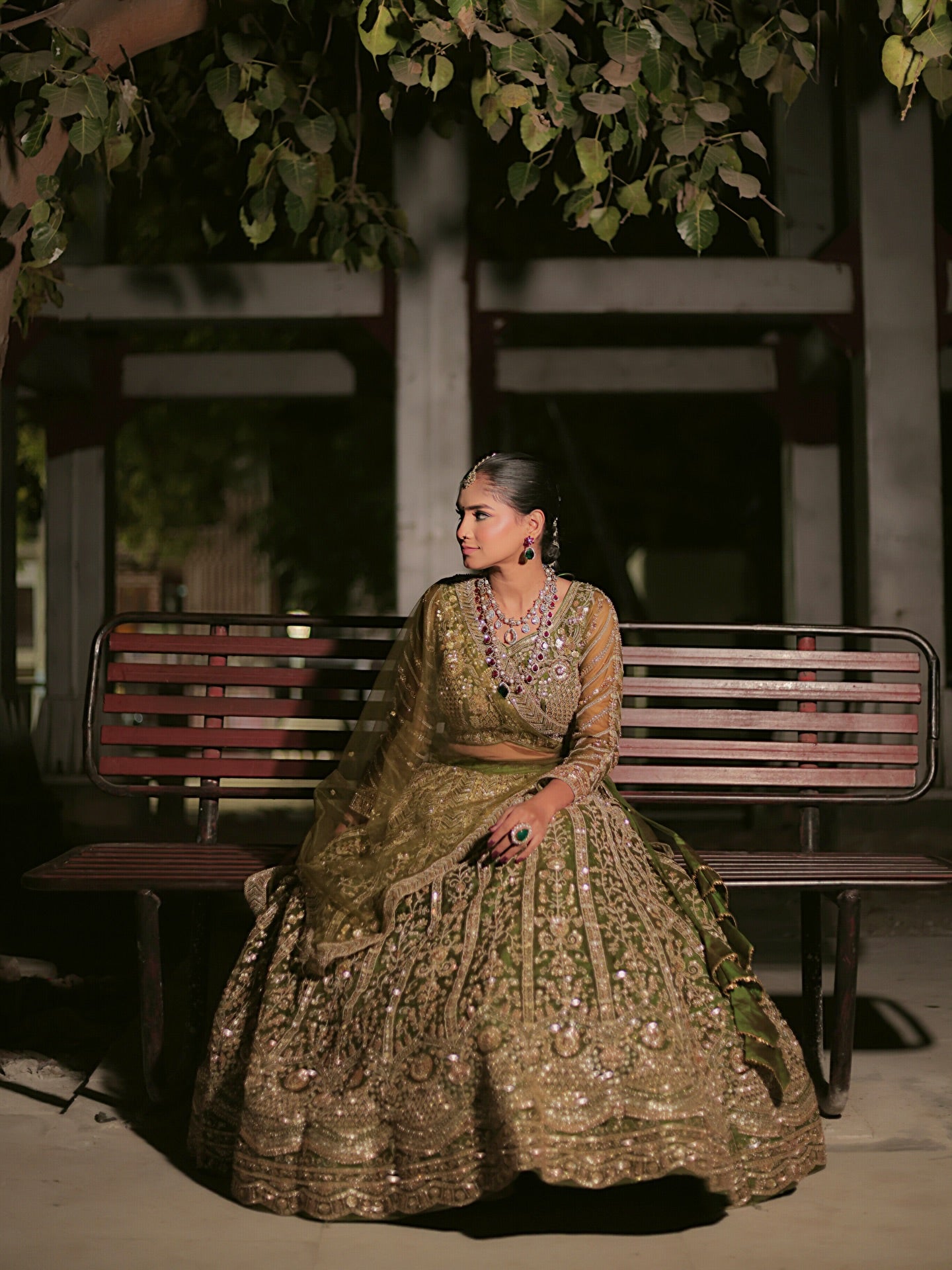 Olive Green Heavy Embroidered Bridal Lehenga | Wedding & Festive Wear