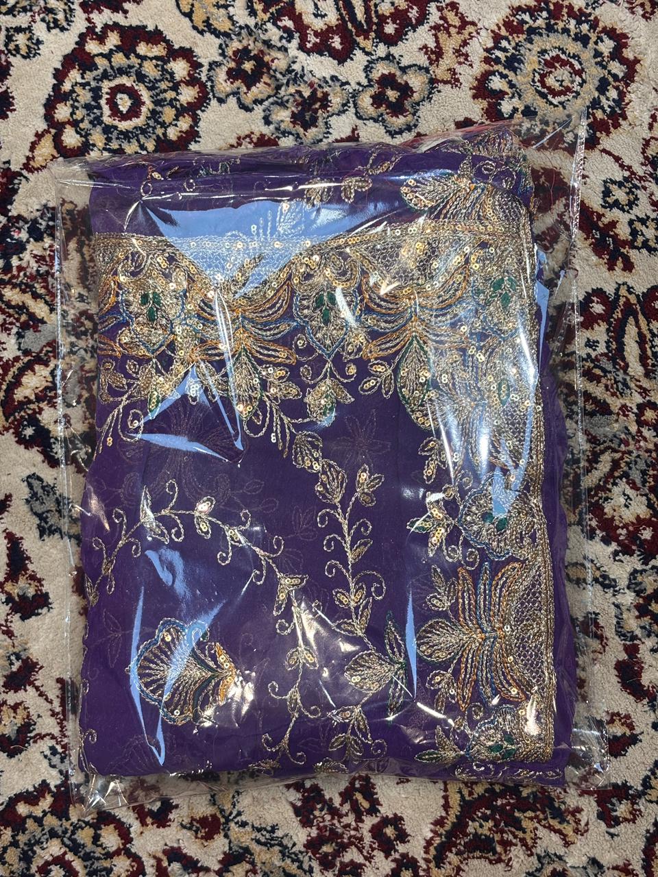 Royal Purple Embroidered Odhani with Zari & Sequin Work | Wedding Dupatta