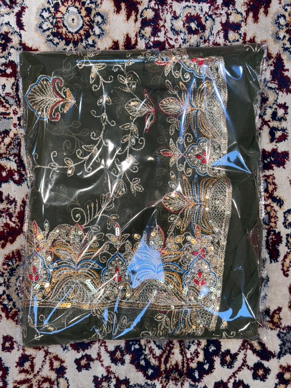 Dark Green Heavy Embroidered Odhani with Zari & Sequin Work | Bridal Dupatta